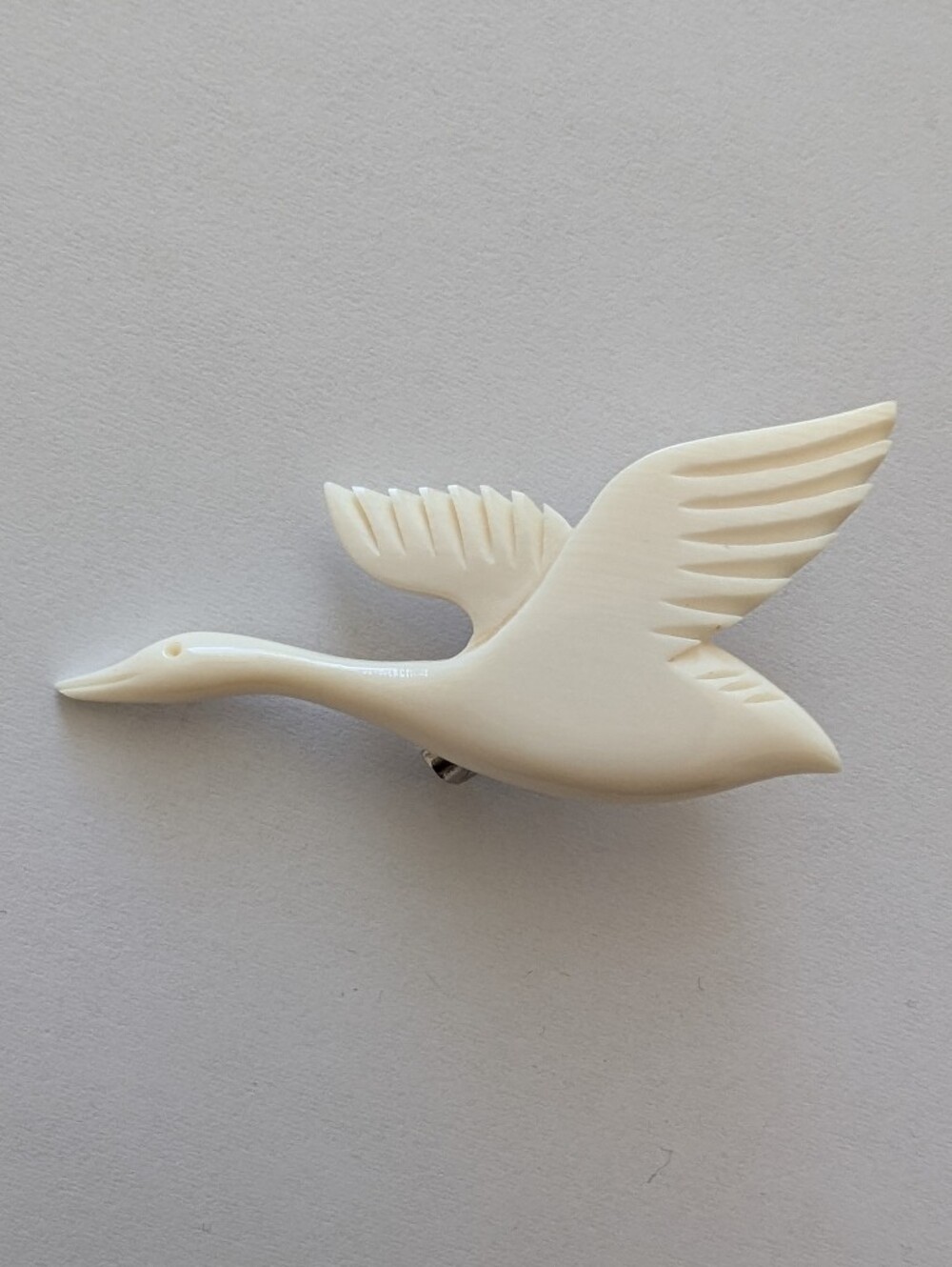 Off White Cream Flying Bird Goose Swan Brooch Pin